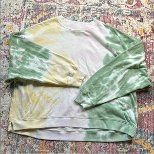 American Eagle Women’s Tie Dye Sweatshirt 🌈 Pastel Green Yellow Pullover Small